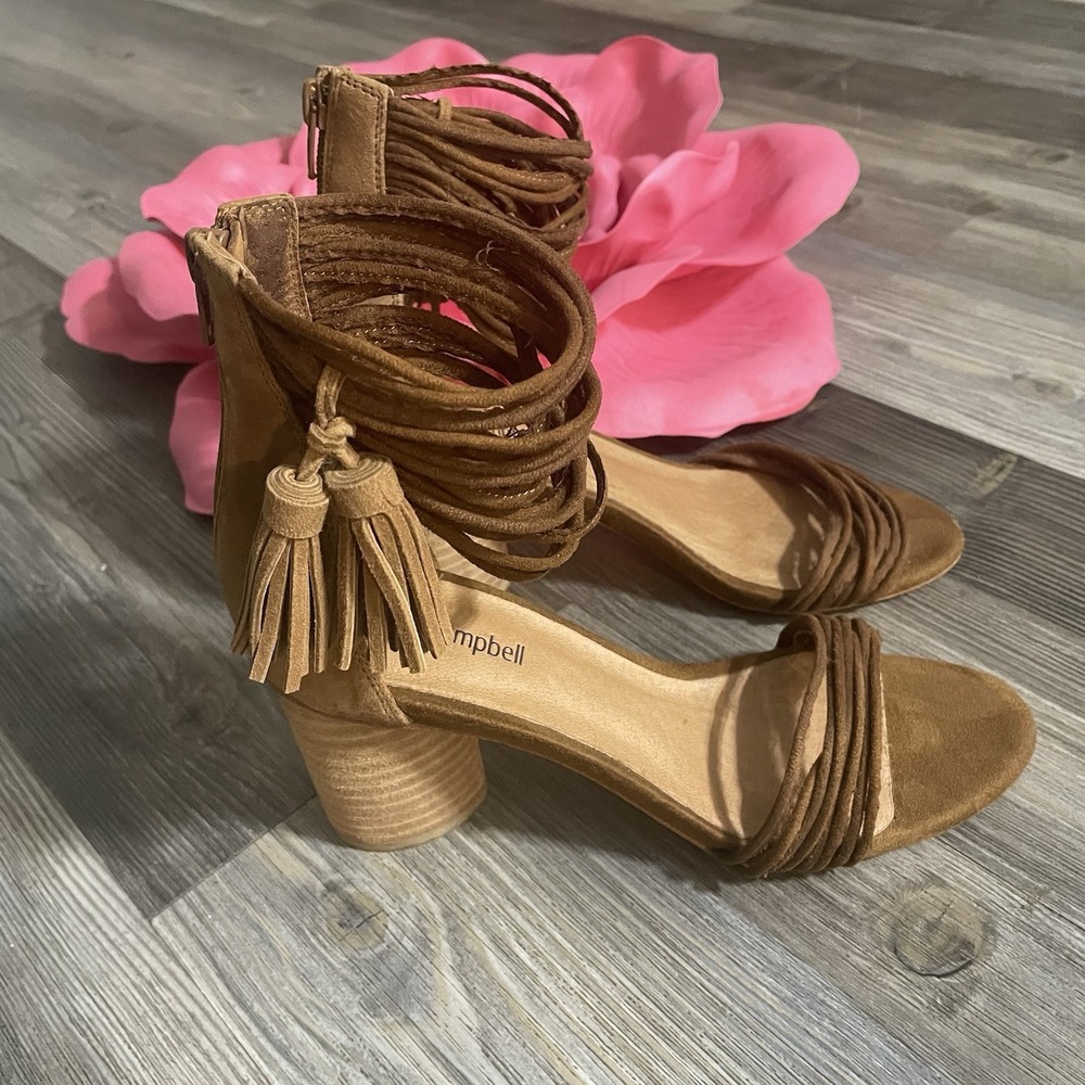 JEFFREY CAMPBELL Womens Sz 7 Pallas Brown Rope Heels Ankle Strap Sandals